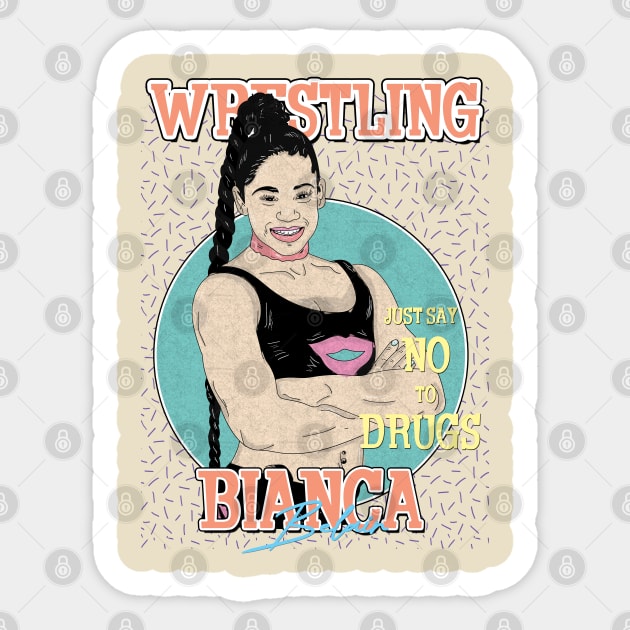 Artwork Bianca Belair Wrestling Aesthetic  // Just Say No To Drugs Sticker by Pinjem Seratus